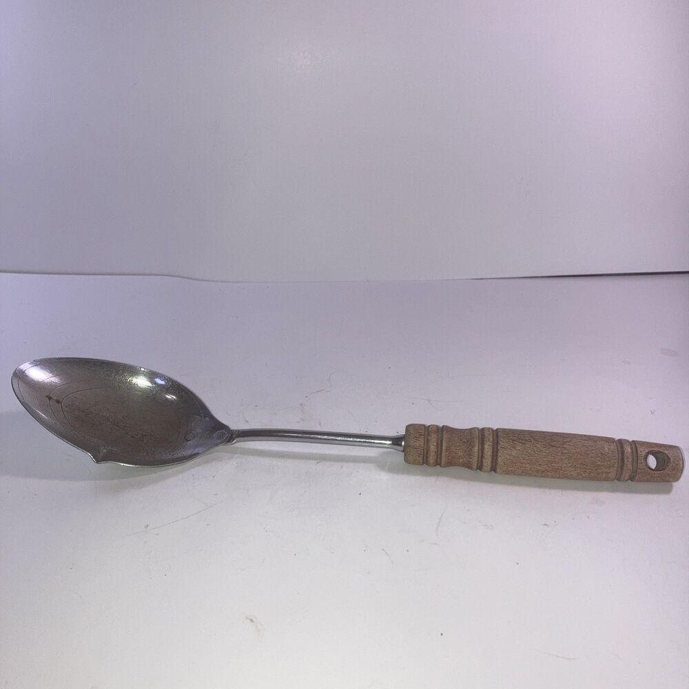MCM Ekco Measuring Serving Utensil Spoon Pour Spout Stainless Steel Wood Handle